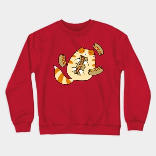 Tabby Cat Eating Hotdogs Crewneck Sweatshirt